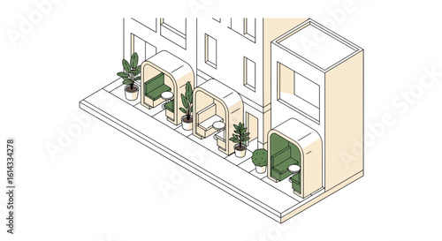 Stylish modern outdoor seating area with plants and furniture showcasing urban lifestyle