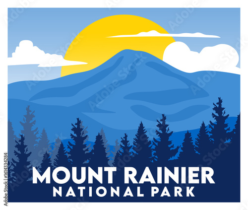 Mount Rainier National Park with beautiful view silhouette