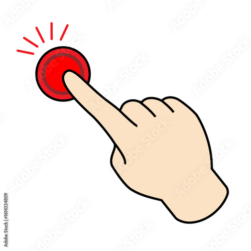 ボタンを押す右手のイラスト素材