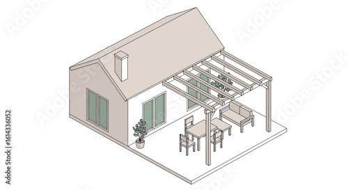 Wallpaper Mural House patio pergola outdoor dining furniture relaxation Torontodigital.ca