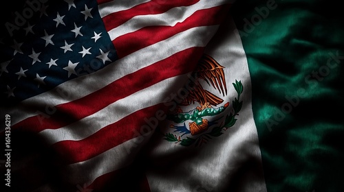 United states mexico flag image for border relations and trade concept
