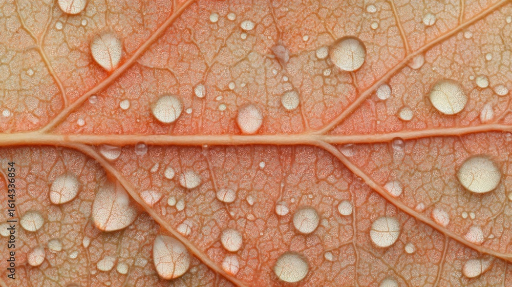 Fototapeta premium Dew-kissed autumn leaf texture