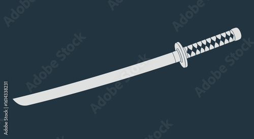 Illustrative depiction of a Katana sword embodying precision and minimalistic design showcasing Japanese weaponry art form focusing on its symbolic