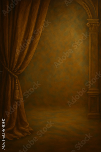 background studio curtain column vintage texture