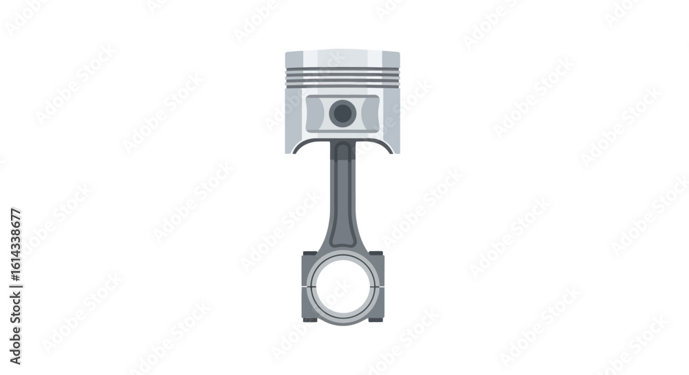 Detailed Engine Piston and Connecting Rod Illustration on White Background offering a technical diagram design displaying the components of the Detailed Engine Piston and Connecting Rod Illustration on White Background offering a technical diagram design displaying the components of the