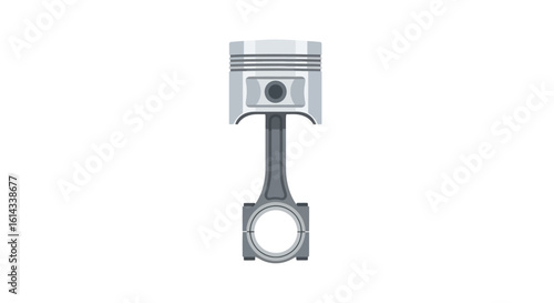Detailed Engine Piston and Connecting Rod Illustration on White Background offering a technical diagram design displaying the components of the