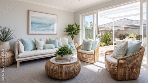 Coastal Living Room Design: Tranquil Beach House Interior