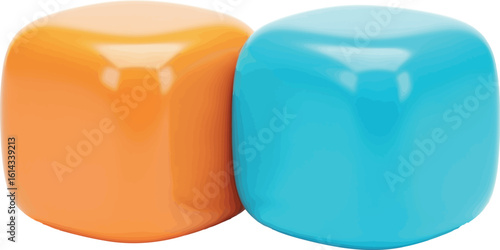 3D Render of Two Colorful Cuboids, Orange and Blue