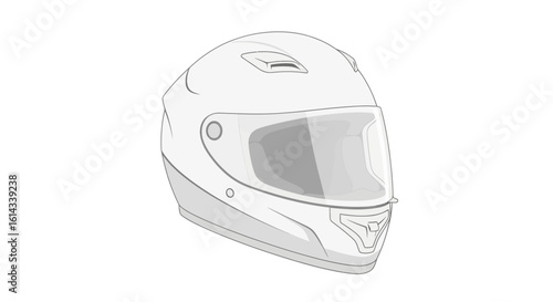 Modern motorcycle helmet design illustration for safety and protection on the road featuring a sleek visor and streamlined contours