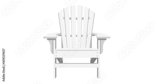 Minimalist Depiction of a White Adirondack Chair Against a Plain Background for Relaxation Purposes