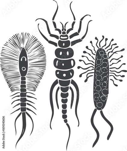 Colorful bacteria and virus vector silhouettes, perfect for science and health visuals.