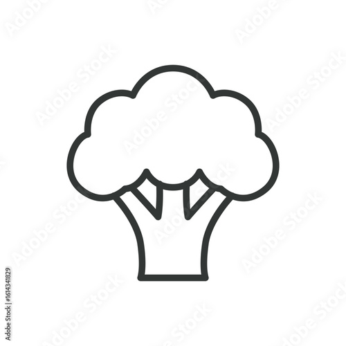A line art icon of a broccoli floret, representing a nutritious green vegetable.