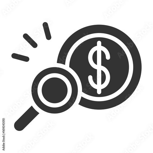 Money Audit Icon Glyph Style. Vector Illustration Design