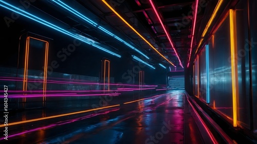 Neon Light Tunnel: A mesmerizing journey through a vibrant neon-lit tunnel, where streaks of light and futuristic designs create a captivating visual experience.
