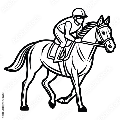 Jockey riding a galloping horse racing equestrian