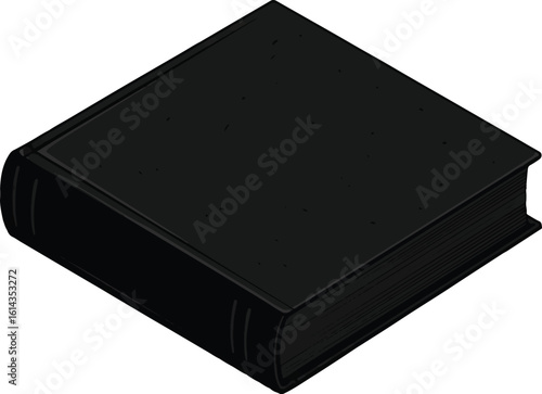 Blank Hardcover Book with Black Cover – Vector Illustration, book, paper, cover, object, closed, black, box, education, blank, business, notebook, page, old, leather, office, literature, isolated