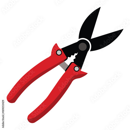 Red Handled Garden Shears Sharp Black Blades Ready for Pruning Tasks
