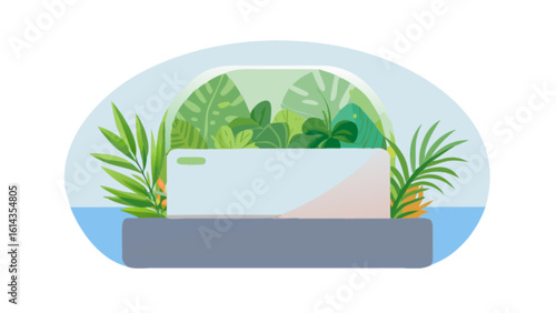 Tropical terrarium plants indoor garden nature greenery botanical illustration design