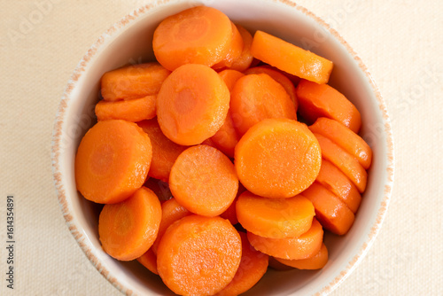 Cooked Sliced Orange Carrots in a Bowl