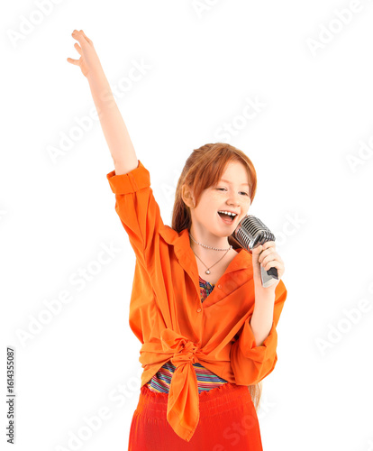 Cute redhead girl with micr...