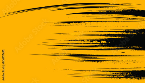 Black and yellow brush stroke background is suitable for various design projects, such as posters, banners, and digital art creations.