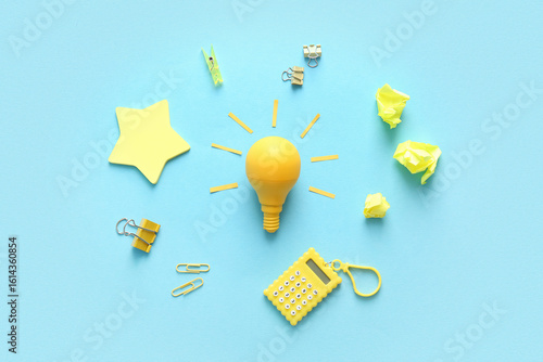 Yellow light bulb with stat...