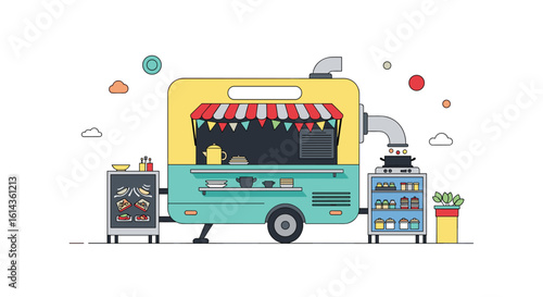 Vibrant food truck scene showcasing culinary delights and street food vending experience