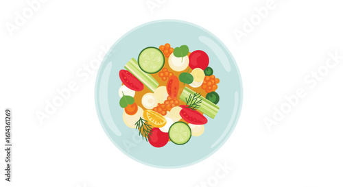 A deliciously fresh and colorful salad arrangement with various vegetables and grains a healthy meal option