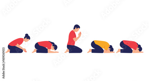Demonstrating the process of practicing yoga with various poses and movements
