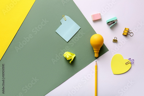 Yellow light bulb with stat...