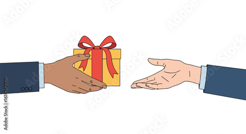 Giving and receiving a gift with a red ribbon and bow the perfect gesture of appreciation and generosity