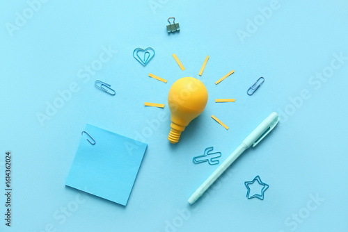 Yellow light bulb with stat...