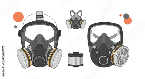 Illustrative representation of respirator masks for enhanced respiratory protection against harmful airborne particles