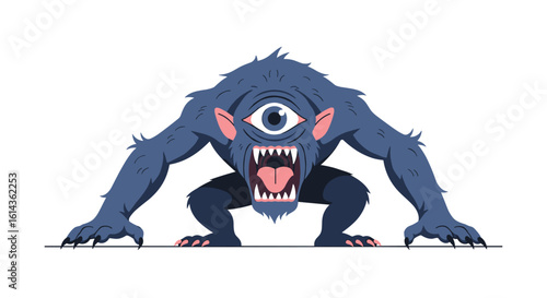 Monstrous cyclops creature unleashes fearsome roar in pixel art display of mythical beast power