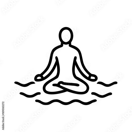 A minimalist icon depicting a person in meditation, embodying tranquility and spiritual practice, and a balanced lifestyle.