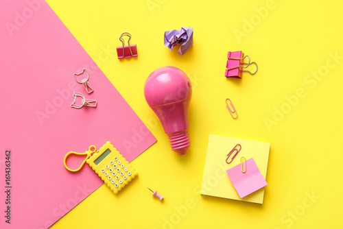 Pink light bulb with statio...