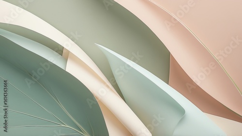 Abstract Paper Forms Background with Pastel Colors and Gentle Curves