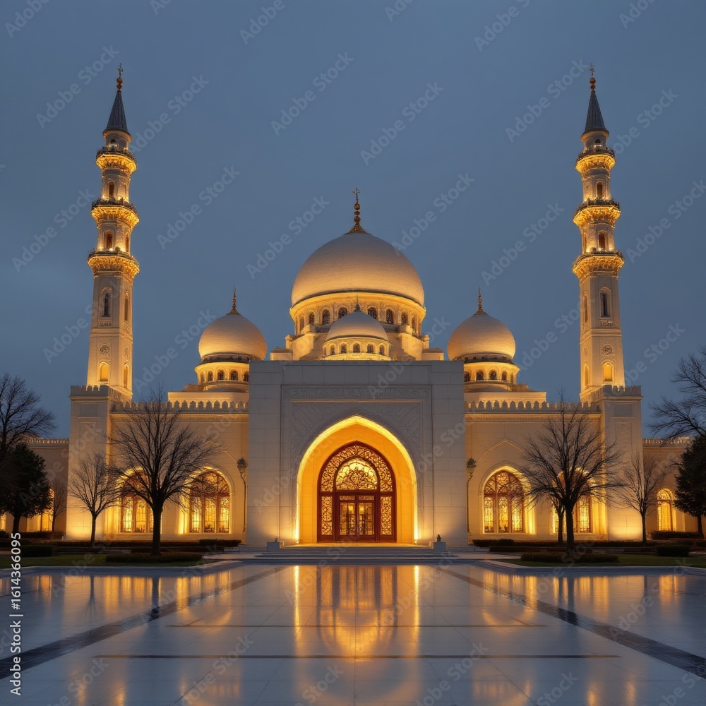 Fototapeta premium Illuminated Mosque at Dusk