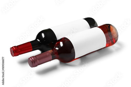 Bottles of wine on white ba...