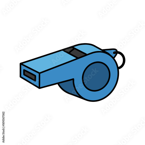 A light blue whistle, simple cartoon illustration, sports referee signal.