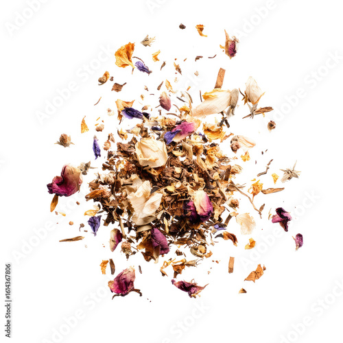 Colorful tea blend explosion