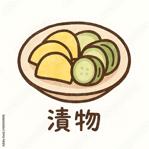 胡瓜とたくあんなど盛り合わせイラスト