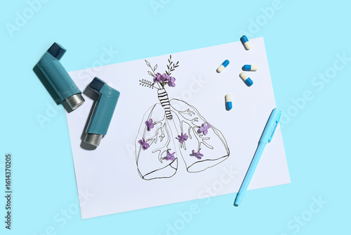 Lungs drawing with asthma i...