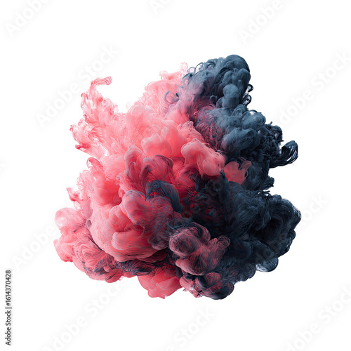 Abstract cloud of swirling pink and dark ink