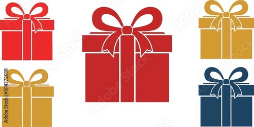 Vector gift box present birthday christmas holiday celebration graphic set