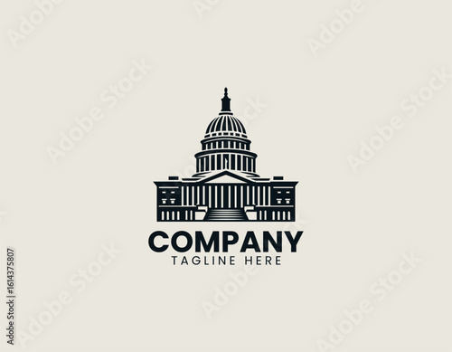 Wallpaper Mural Vector logo illustration of classic capitol building with dome and pillars in elegant minimal line art government style Torontodigital.ca
