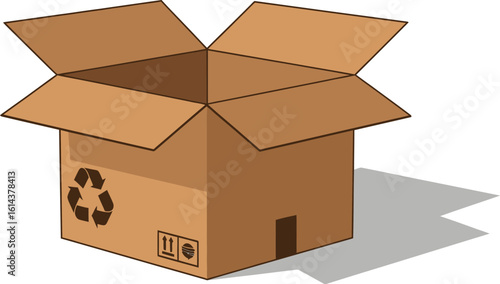 Open cardboard box for moving shipping and storage packaging illustration