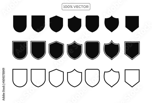 Set of Badge templates in vintage style. Black patch silhouettes. badge, shield, labels. Isolated on transparant background