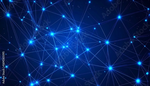Abstract network of glowing points and lines