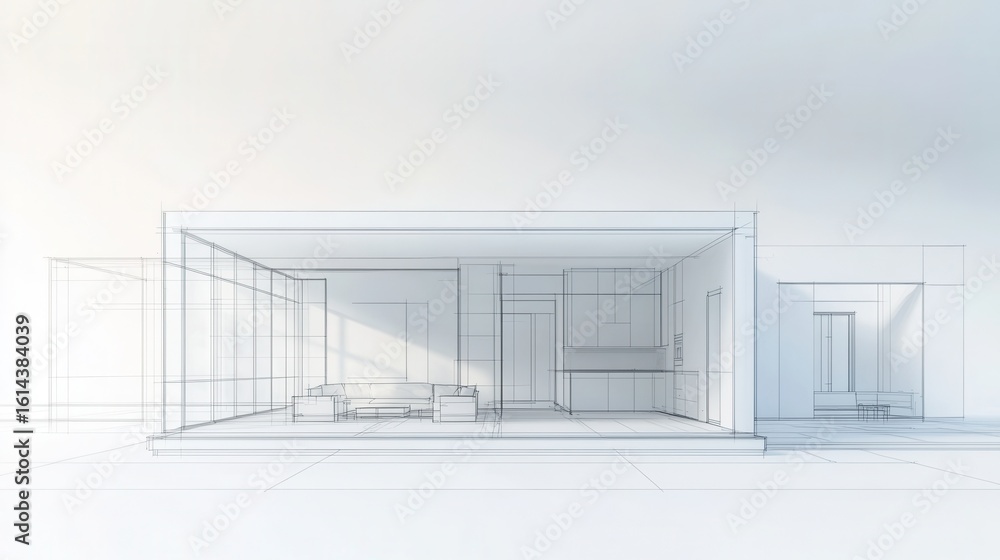 Fototapeta premium A minimalist blueprint of a dream home with a simple design
